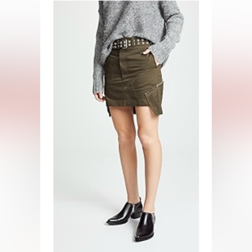 Helmut Lang Military Patch Skirt in Dark Peat Size 2
